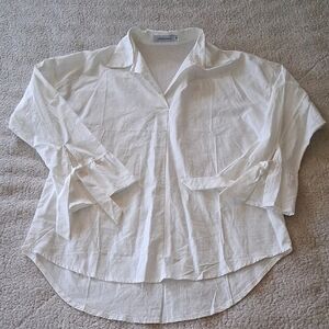 MISSLOOK White Tunic Top With Ruffled Sleeves